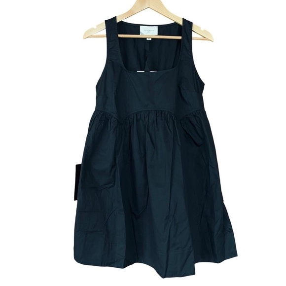 Pomander Place Porto Dress M NWT Black Sleeveless Mini Cotton Babydoll Style - Picture 5 of 12
